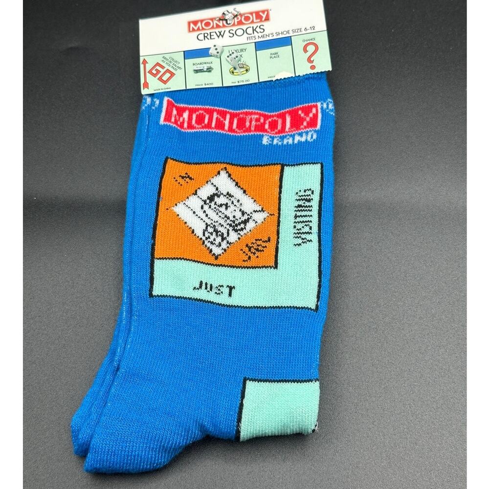 Monopoly Crew Socks Hasbro Men’s 6-12 Blue Board Game GO Novelty New
